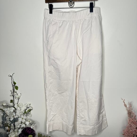 J. CREW Astrid Wide Leg Chino Pant Ivory Cream Sz M {EE29} - Picture 2 of 6